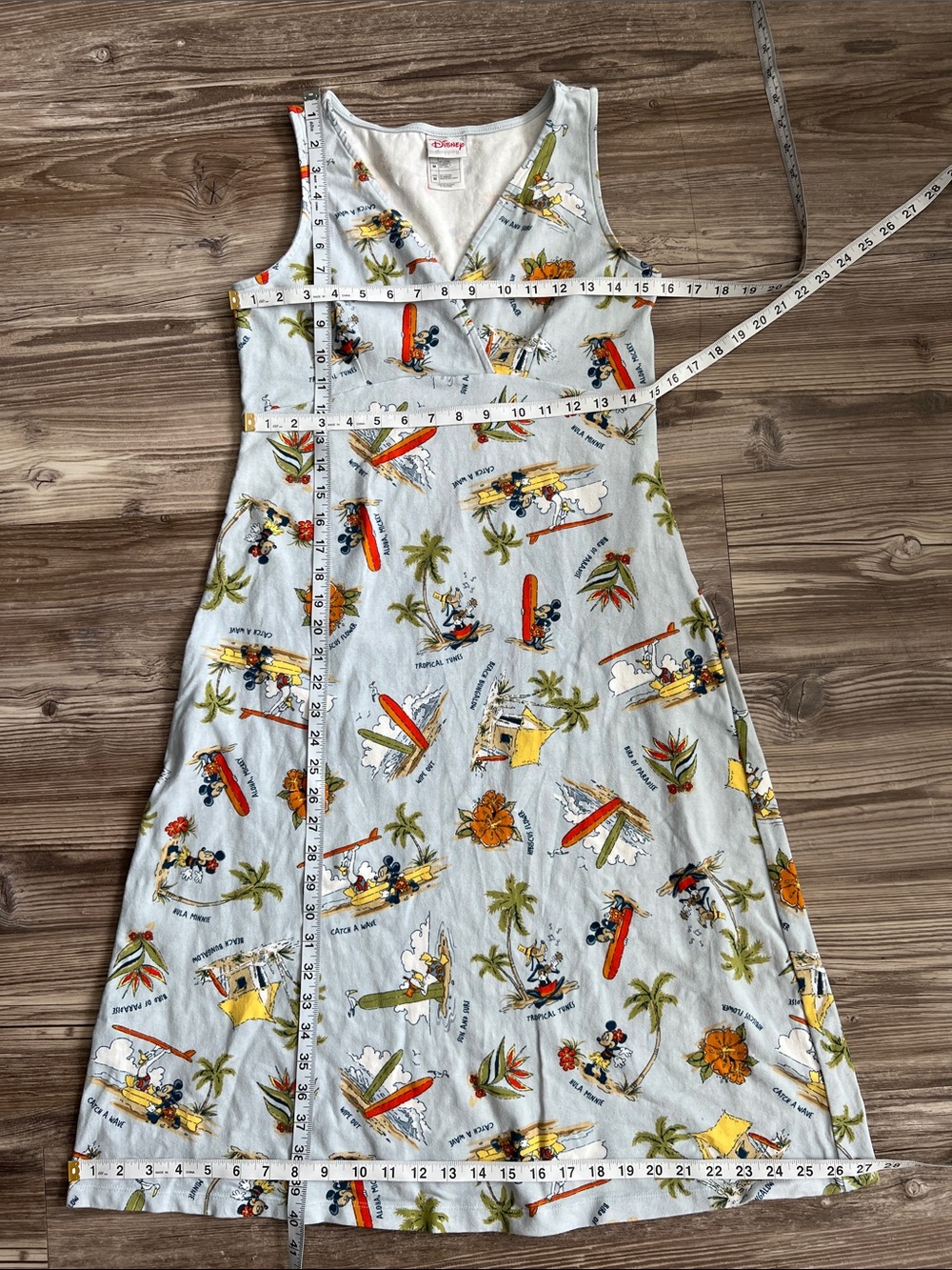 Vintage 90s Disney Store Tropical Hawaiian Mickey Mouse Beach Midi Dress - Picture 7 of 7